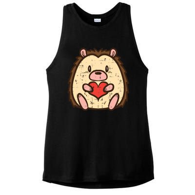 Valentines Day Hedgehog Heart Great Gift Ladies PosiCharge Tri-Blend Wicking Tank