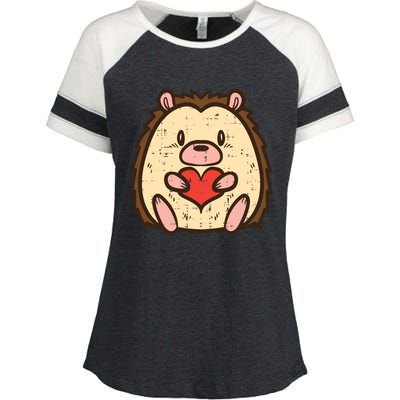 Valentines Day Hedgehog Heart Great Gift Enza Ladies Jersey Colorblock Tee