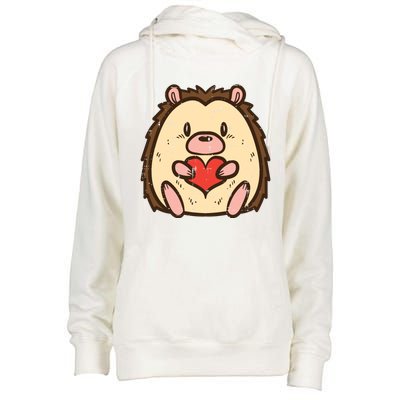 Valentines Day Hedgehog Heart Great Gift Womens Funnel Neck Pullover Hood