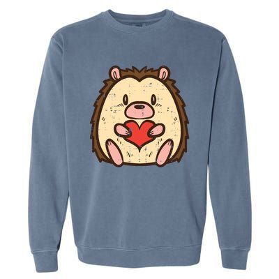 Valentines Day Hedgehog Heart Great Gift Garment-Dyed Sweatshirt