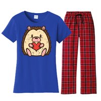 Valentines Day Hedgehog Heart Great Gift Women's Flannel Pajama Set