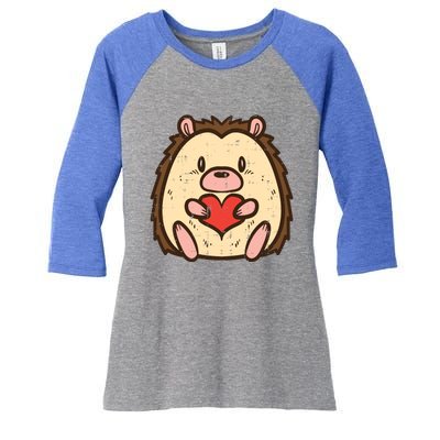 Valentines Day Hedgehog Heart Great Gift Women's Tri-Blend 3/4-Sleeve Raglan Shirt