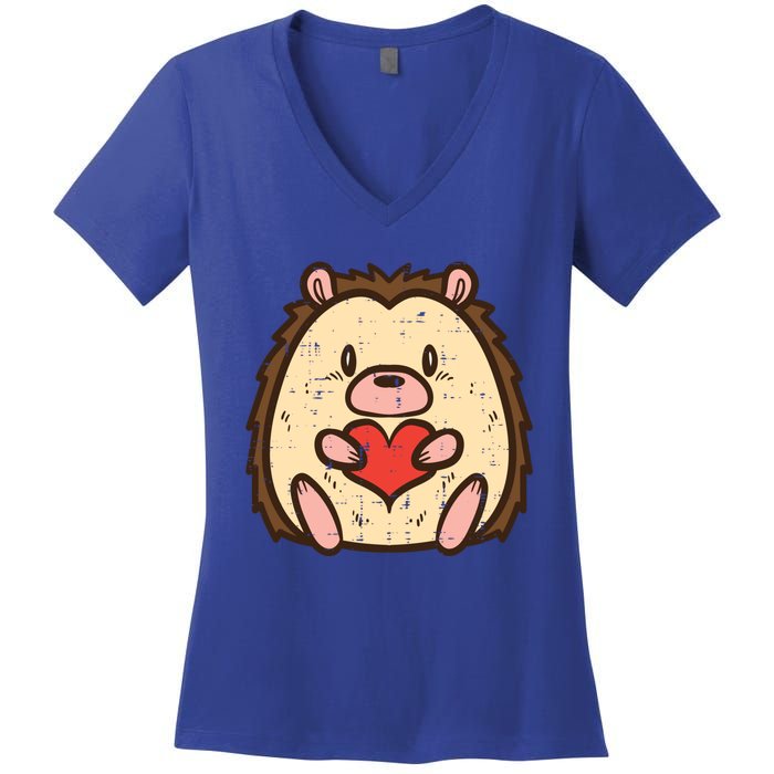 Valentines Day Hedgehog Heart Great Gift Women's V-Neck T-Shirt