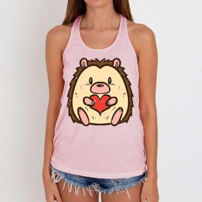 Valentines Day Hedgehog Heart Great Gift Women's Knotted Racerback Tank