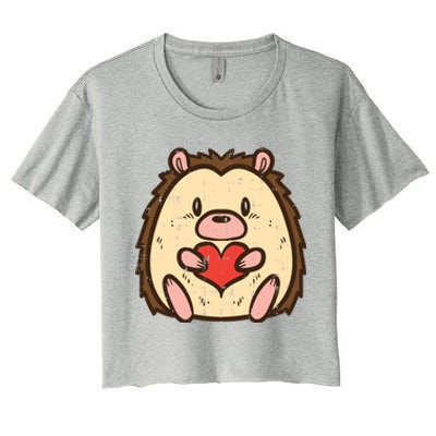 Valentines Day Hedgehog Heart Great Gift Women's Crop Top Tee