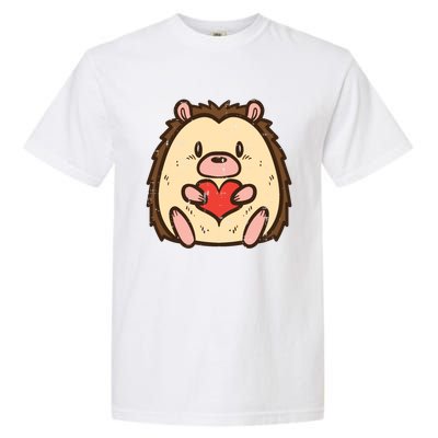 Valentines Day Hedgehog Heart Great Gift Garment-Dyed Heavyweight T-Shirt