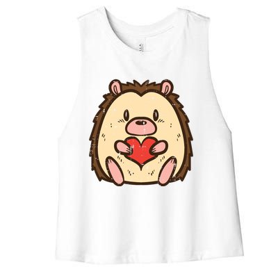 Valentines Day Hedgehog Heart Great Gift Women's Racerback Cropped Tank