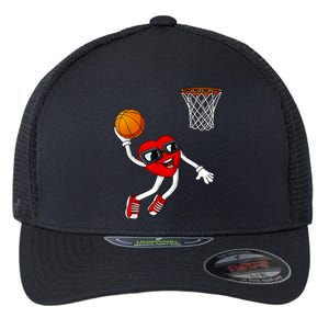 Valentines Day Heart Dunking Basketball Boys Girls Kids Flexfit Unipanel Trucker Cap