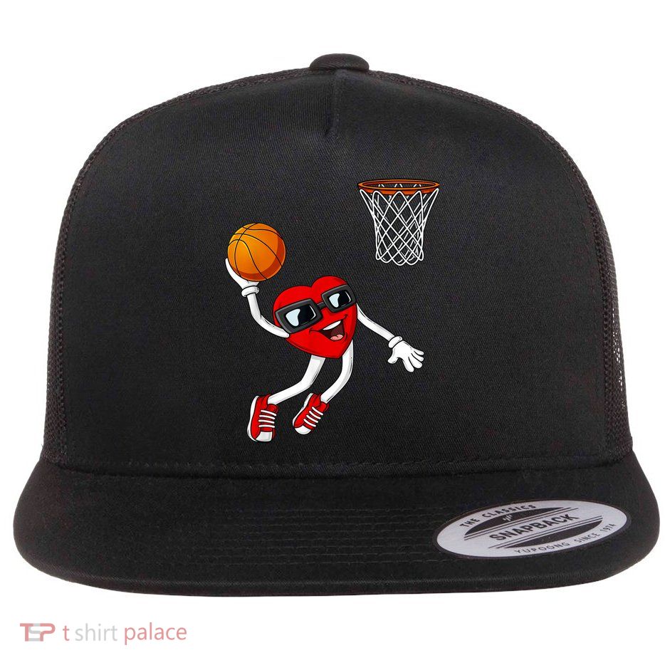 Valentines Day Heart Dunking Basketball Boys Girls Kids Flatbill Hat