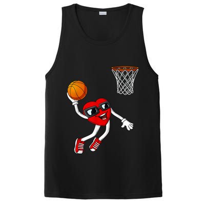 Valentines Day Heart Dunking Basketball Boys Girls Kids PosiCharge Competitor Tank