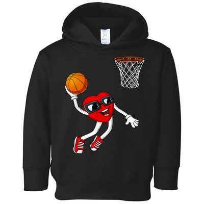 Valentines Day Heart Dunking Basketball Boys Girls Kids Toddler Hoodie