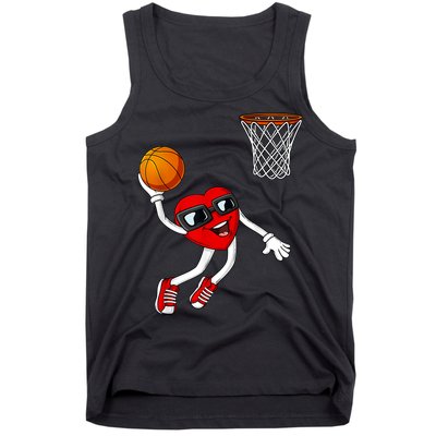 Valentines Day Heart Dunking Basketball Boys Girls Kids Tank Top