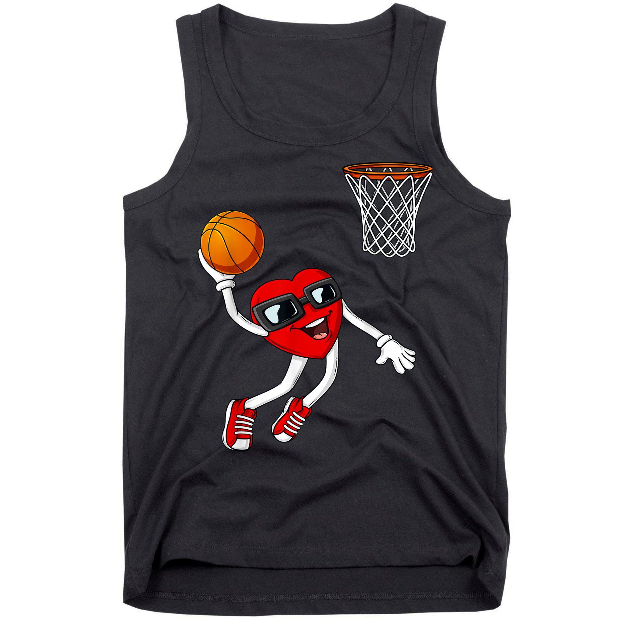 Valentines Day Heart Dunking Basketball Boys Girls Kids Tank Top