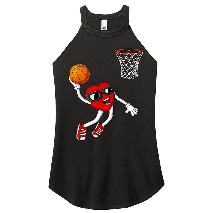 Valentines Day Heart Dunking Basketball Boys Girls Kids Women's Perfect Tri Rocker Tank