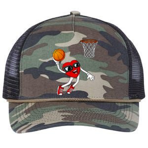 Valentines Day Heart Dunking Basketball Boys Girls Kids Retro Rope Trucker Hat Cap