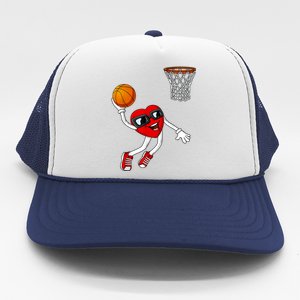 Valentines Day Heart Dunking Basketball Boys Girls Kids Trucker Hat