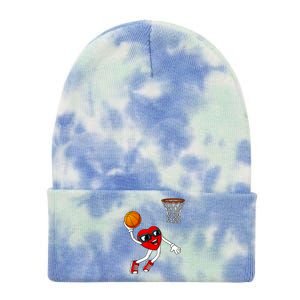 Valentines Day Heart Dunking Basketball Boys Girls Kids Tie Dye 12in Knit Beanie