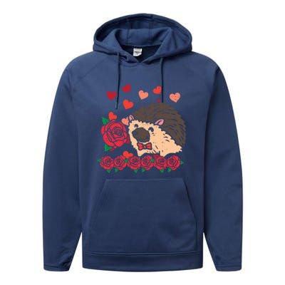 Valentines Day Hedgehog Gift Performance Fleece Hoodie