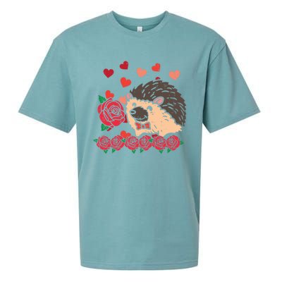 Valentines Day Hedgehog Gift Sueded Cloud Jersey T-Shirt