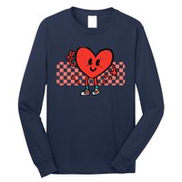 Valentines Day Heart Peace Hand Retro Groovy Adult Long Sleeve Shirt