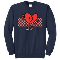 Valentines Day Heart Peace Hand Retro Groovy Adult Sweatshirt