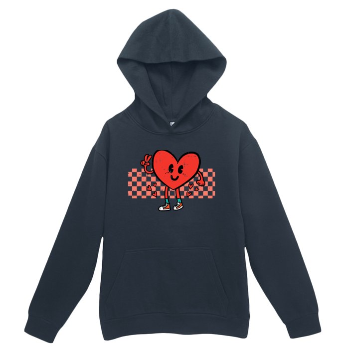 Valentines Day Heart Peace Hand Retro Groovy Adult Urban Pullover Hoodie