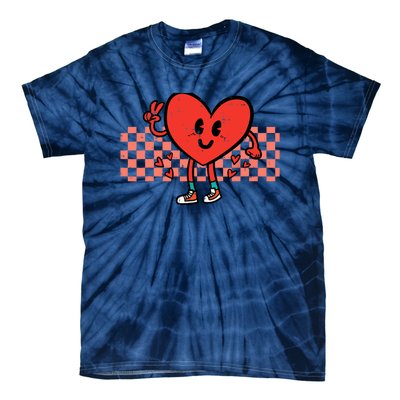 Valentines Day Heart Peace Hand Retro Groovy Adult Tie-Dye T-Shirt