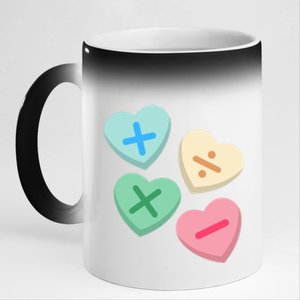 Valentine's Day Hearts With Math Symbols Gift 11oz Black Color Changing Mug