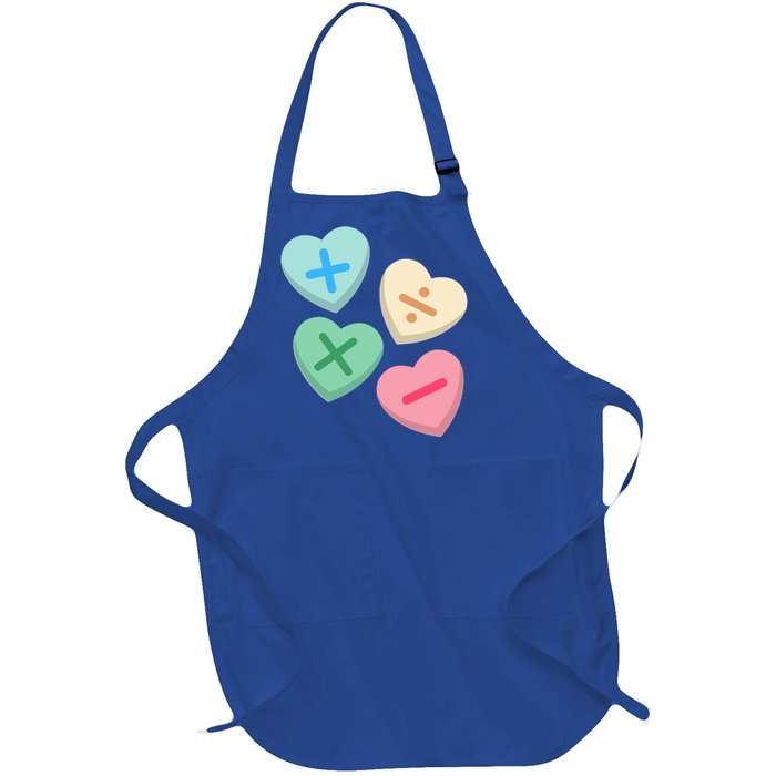 Valentine's Day Hearts With Math Symbols Gift Full-Length Apron With Pockets