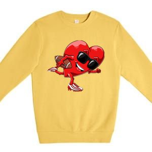 Valentines Day Heart American Football Sports Premium Crewneck Sweatshirt