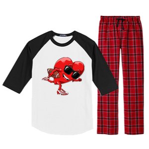 Valentines Day Heart American Football Sports Raglan Sleeve Pajama Set