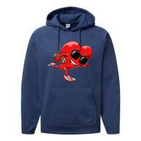 Valentines Day Heart American Football Sports Performance Fleece Hoodie