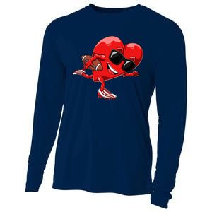 Valentines Day Heart American Football Sports Cooling Performance Long Sleeve Crew