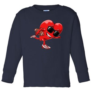 Valentines Day Heart American Football Sports Toddler Long Sleeve Shirt