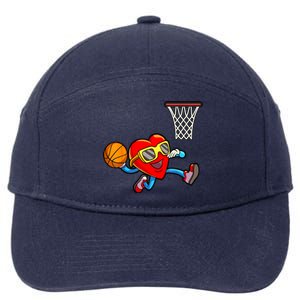 Valentines Day Heart Dunking Basketball 7-Panel Snapback Hat