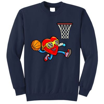 Valentines Day Heart Dunking Basketball Tall Sweatshirt