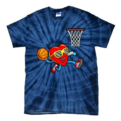 Valentines Day Heart Dunking Basketball Tie-Dye T-Shirt