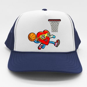 Valentines Day Heart Dunking Basketball Trucker Hat