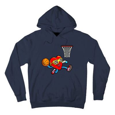 Valentines Day Heart Dunking Basketball Tall Hoodie