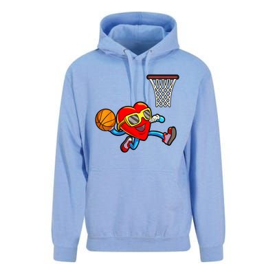 Valentines Day Heart Dunking Basketball Unisex Surf Hoodie