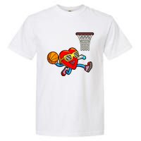 Valentines Day Heart Dunking Basketball Garment-Dyed Heavyweight T-Shirt