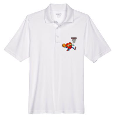 Valentines Day Heart Dunking Basketball Men's Origin Performance Pique Polo