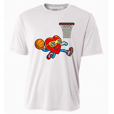 Valentines Day Heart Dunking Basketball Cooling Performance Crew T-Shirt