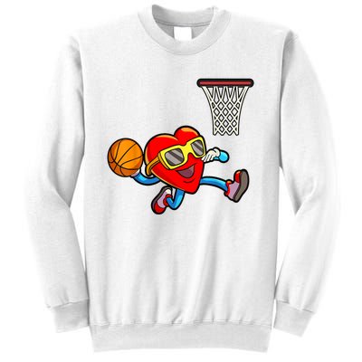 Valentines Day Heart Dunking Basketball Sweatshirt