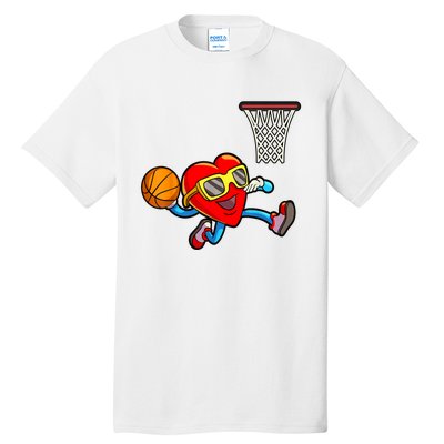 Valentines Day Heart Dunking Basketball Tall T-Shirt