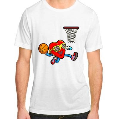 Valentines Day Heart Dunking Basketball Adult ChromaSoft Performance T-Shirt