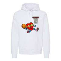 Valentines Day Heart Dunking Basketball Premium Hoodie