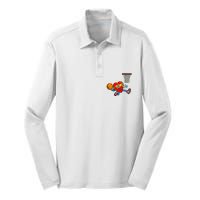 Valentines Day Heart Dunking Basketball Silk Touch Performance Long Sleeve Polo