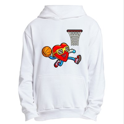 Valentines Day Heart Dunking Basketball Urban Pullover Hoodie