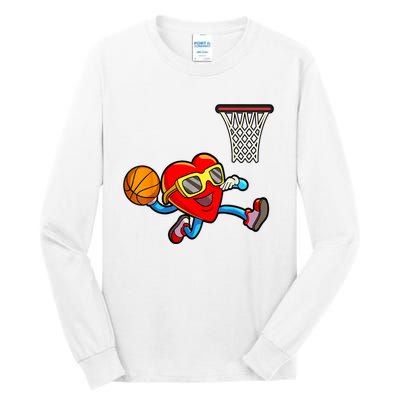 Valentines Day Heart Dunking Basketball Tall Long Sleeve T-Shirt